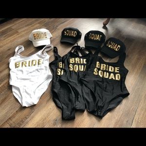 Bride squad swimsuit + hat sets